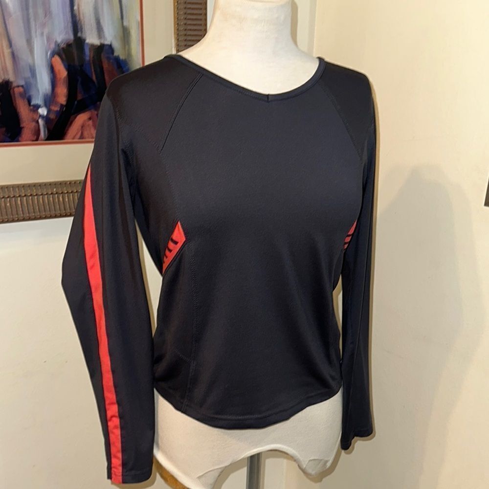 bolle’ Grey and Coral Long Sleeve Women's Top Size Small